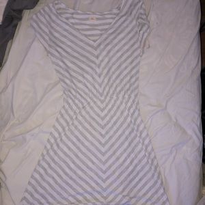 flowy grey and white dress